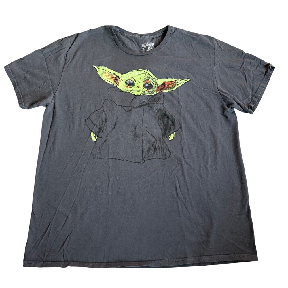 Star Wars The Mandalorian Grogu Baby Yoda Graphic T-Shirt Men's 2XL Gray